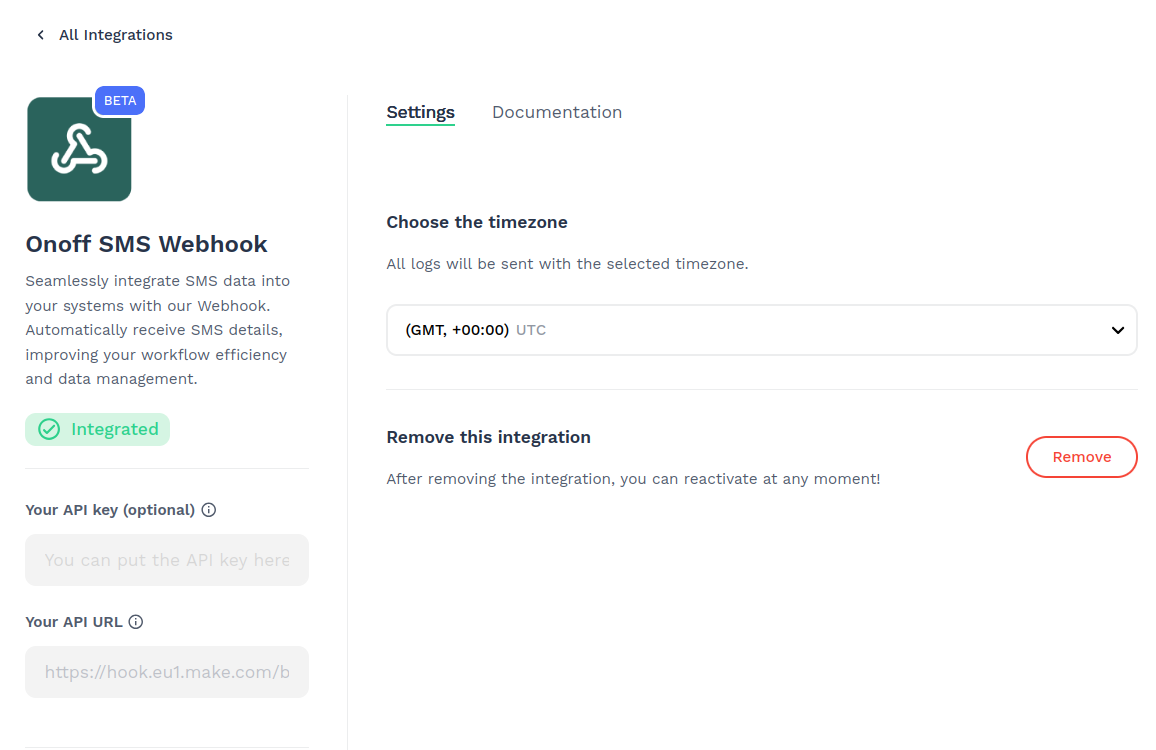 Onoff Webhook is integrated